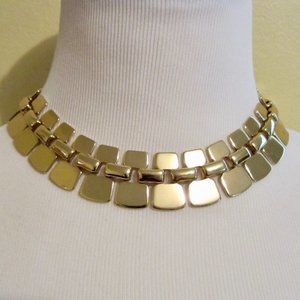 Gold Tone Thick Statement Chocker Necklace